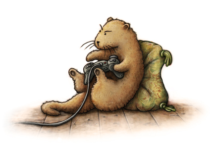 Otter playing on the playstation 3