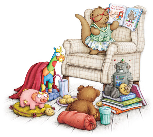 Story-time Otter reading Otter stories